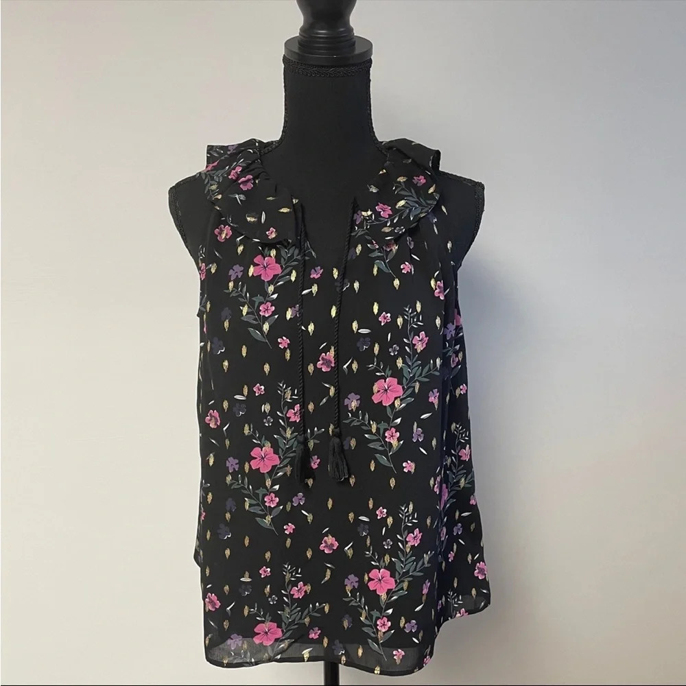 ❤️2for20SALE❤️Juicy Couture Sz M Sheer Black & gold sleeveless blouse light flow